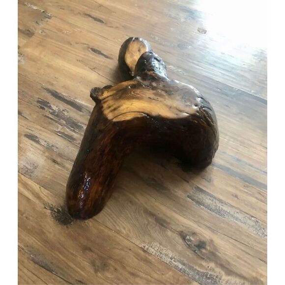 Vintage 1960’s Sculptural Burl Wood Live Edge Biomorphic Lacquered Plant Stand - Picture 5 of 12